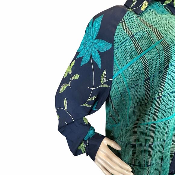 VTG Ali Miles SZ 14 Rayon USA Art-to-wear Button Down Tunic Blouse Geometric - Picture 6 of 16